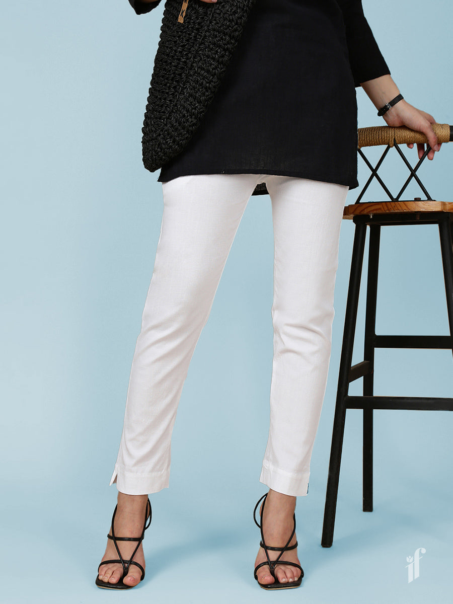 White Woven Kurti Pant