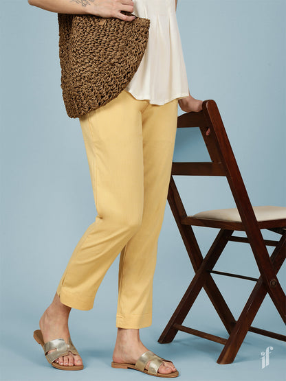 Skin-Tone Woven Kurti Pant
