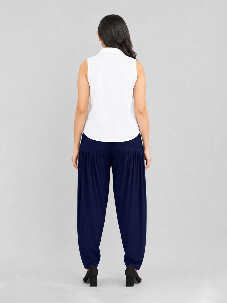 Navy Cotton Patiala Pants