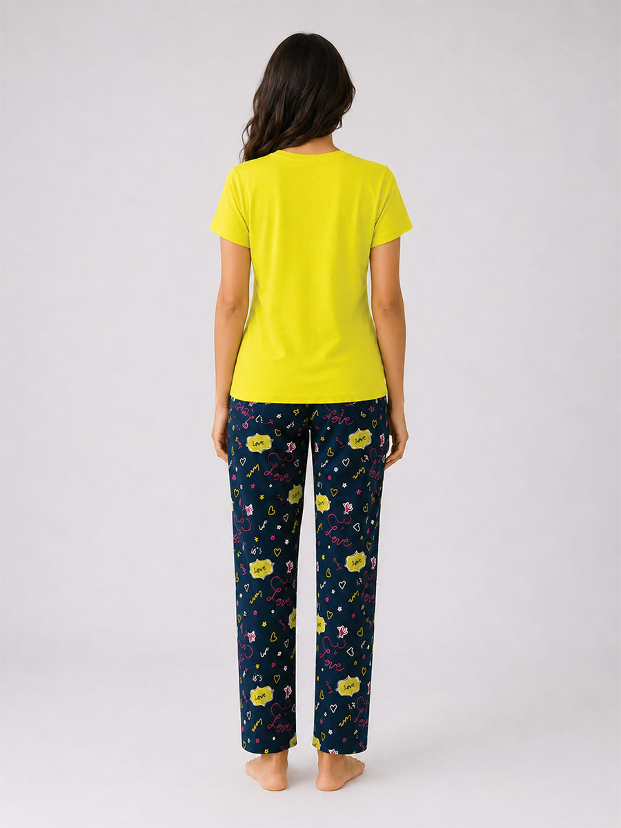 T Shirt & Pant Printed Pyjama Green