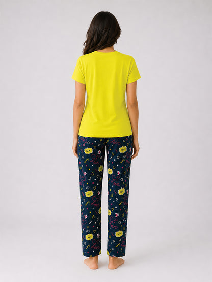 T Shirt & Pant Printed Pyjama Green