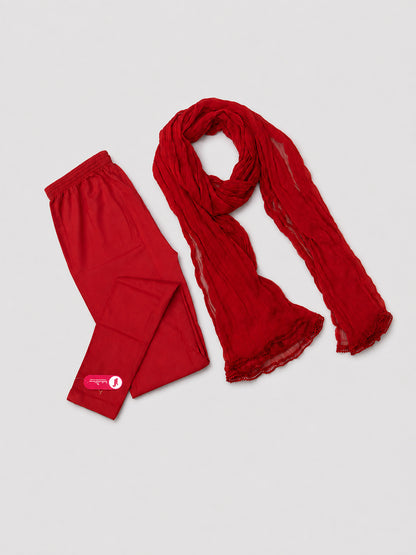 Red Ankle Leggings with Shawl Combo