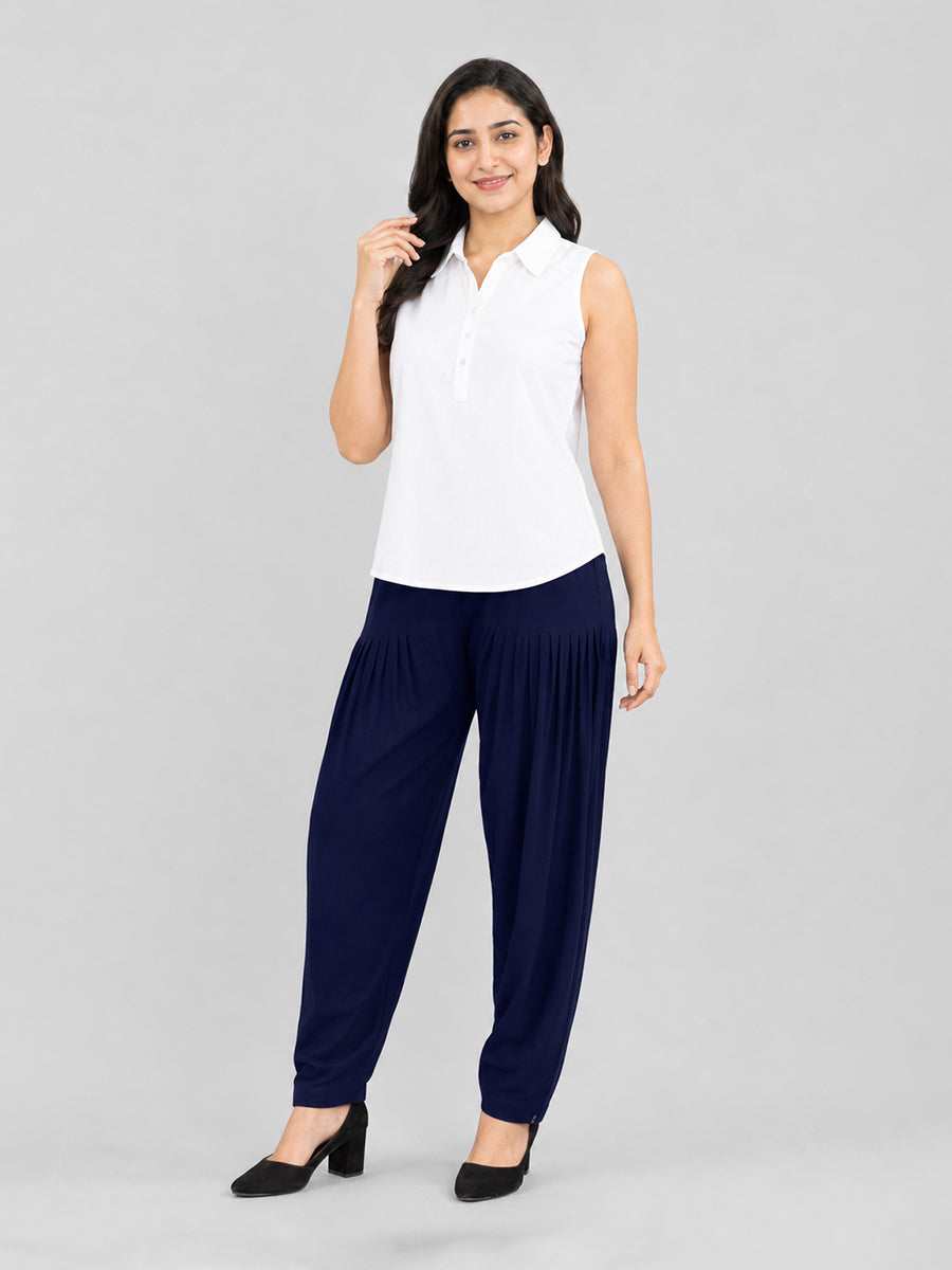 Navy Cotton Patiala Pants