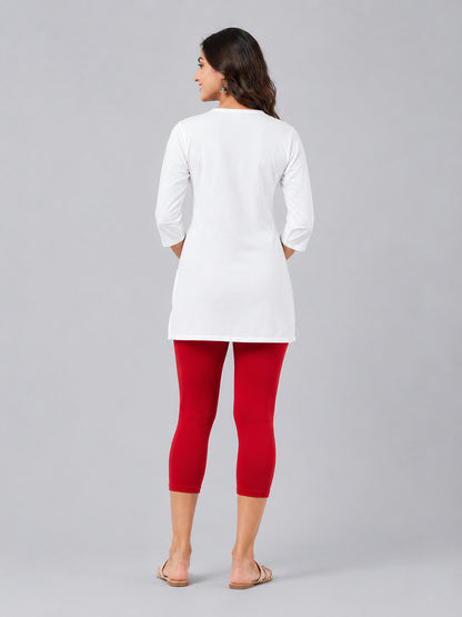 Platonic Red Viscose Capri Leggings