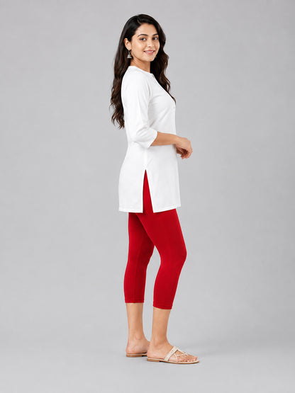 Platonic Red Viscose Capri Leggings