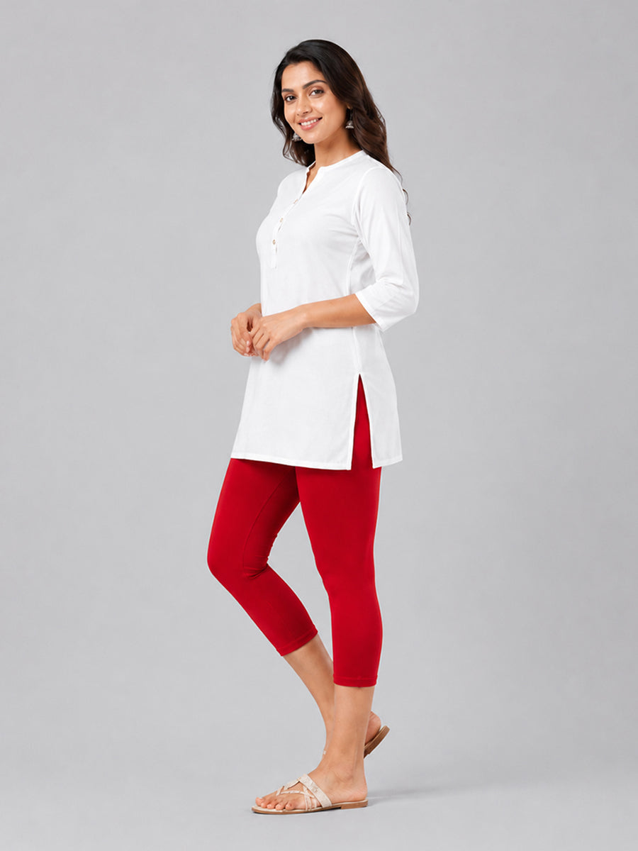 Platonic Red Viscose Capri Leggings