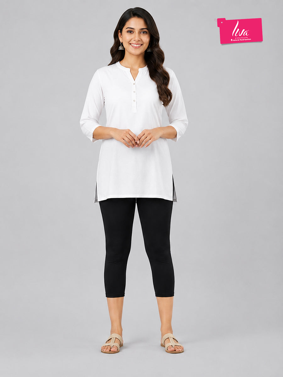 Majestic Black Viscose Capri Leggings