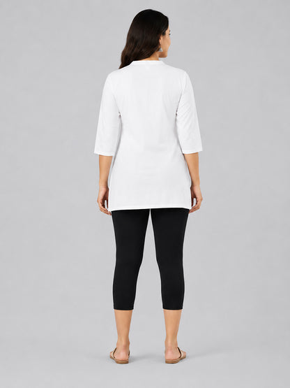 Majestic Black Viscose Capri Leggings