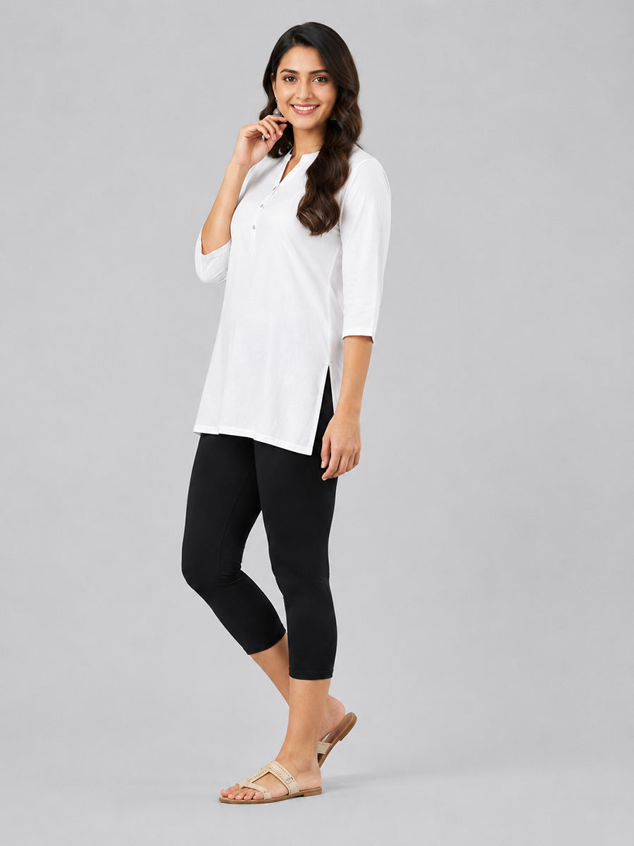 Majestic Black Viscose Capri Leggings