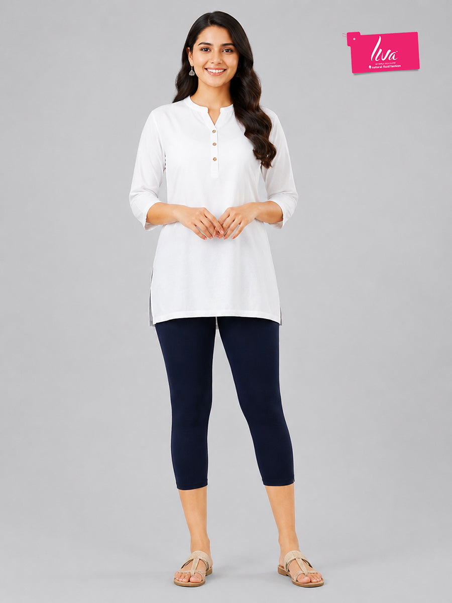 Vintage Blue Viscose Capri Leggings