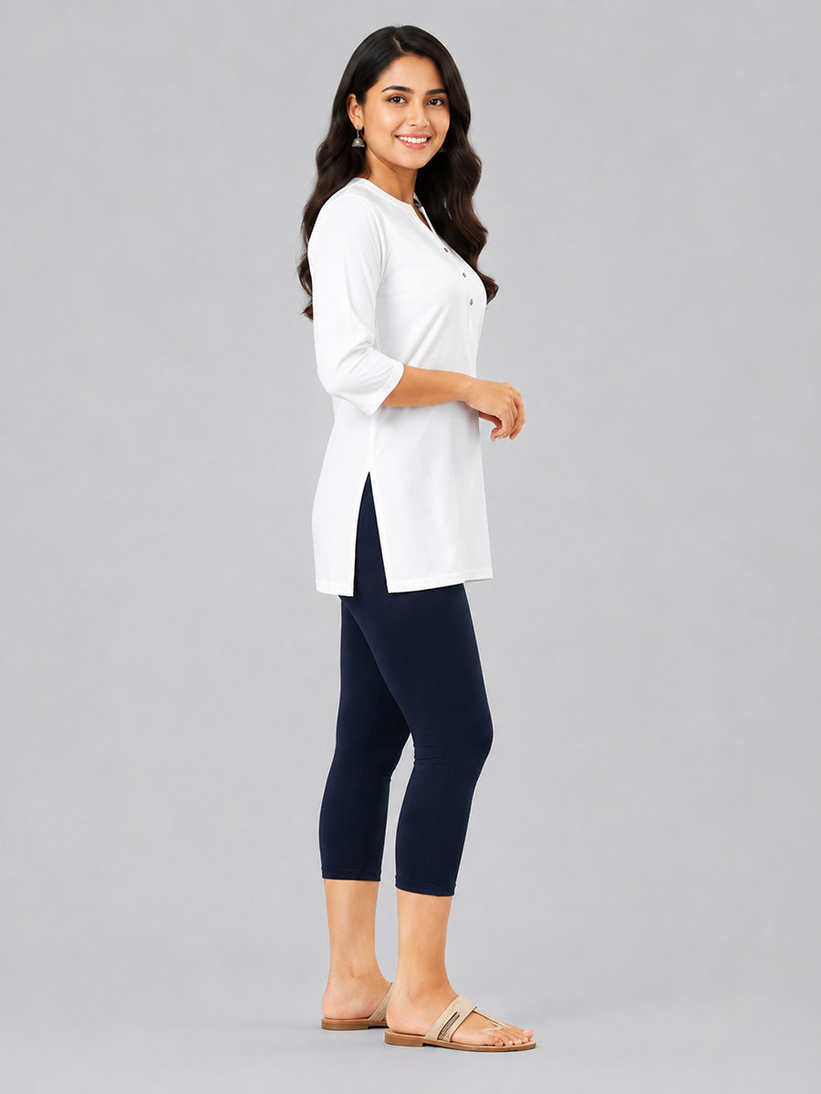 Vintage Blue Viscose Capri Leggings