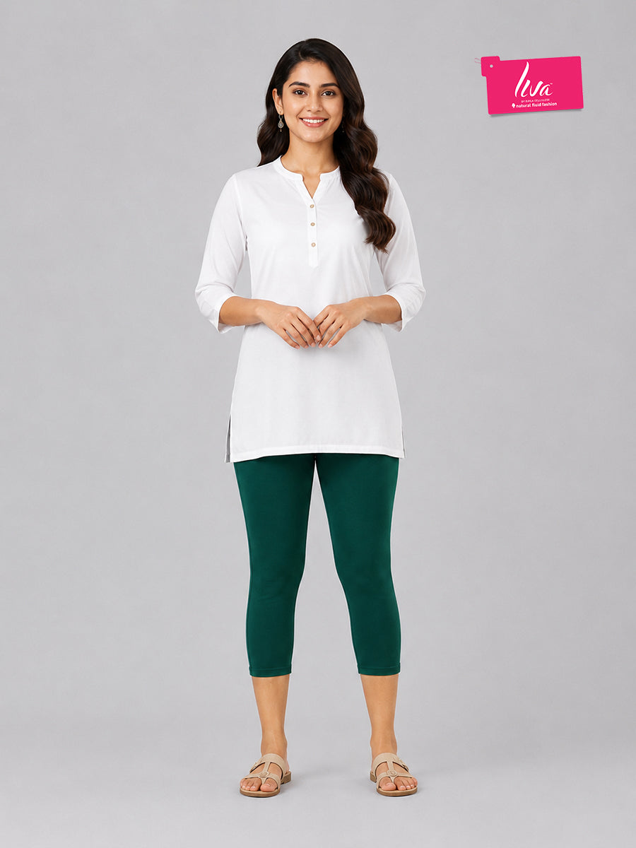 Fantasy Green Viscose Capri Leggings