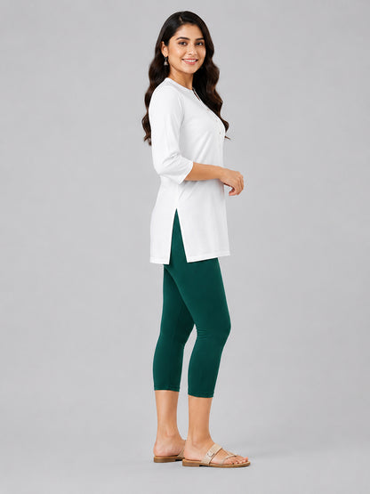 Fantasy Green Viscose Capri Leggings