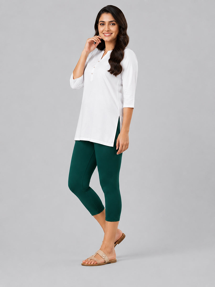 Fantasy Green Viscose Capri Leggings