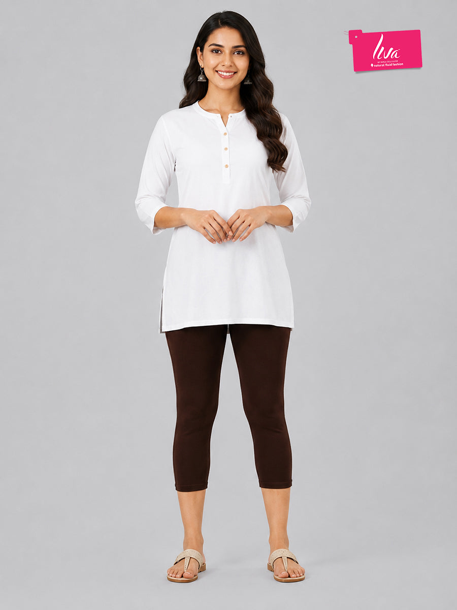 Joy Brown Viscose Capri Leggings