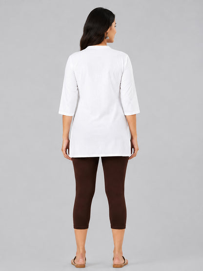 Joy Brown Viscose Capri Leggings