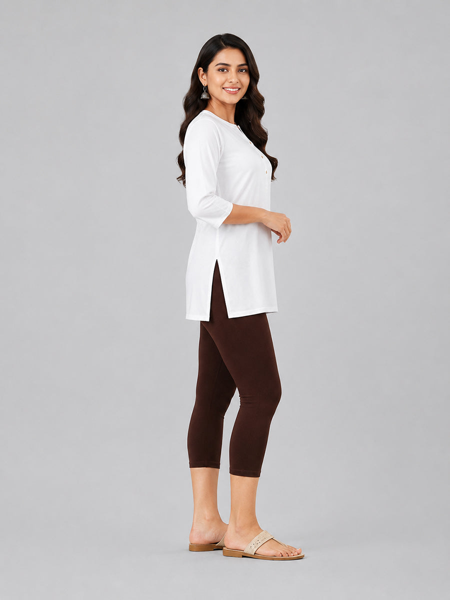 Joy Brown Viscose Capri Leggings