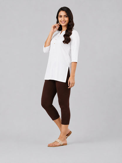 Joy Brown Viscose Capri Leggings