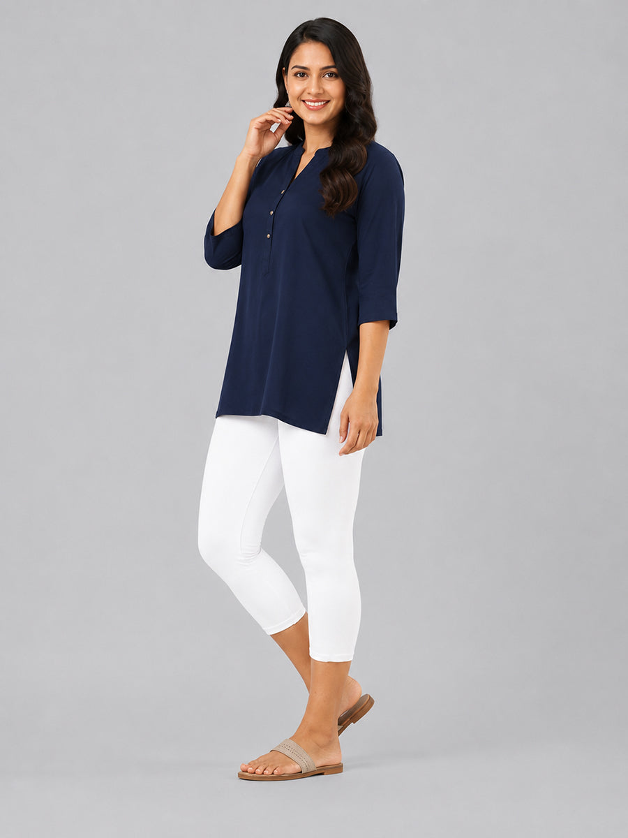 Angelic White Viscose Capri Leggings
