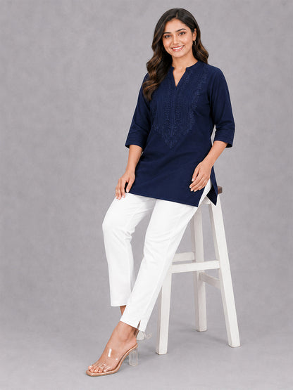White Woven Kurti Pant