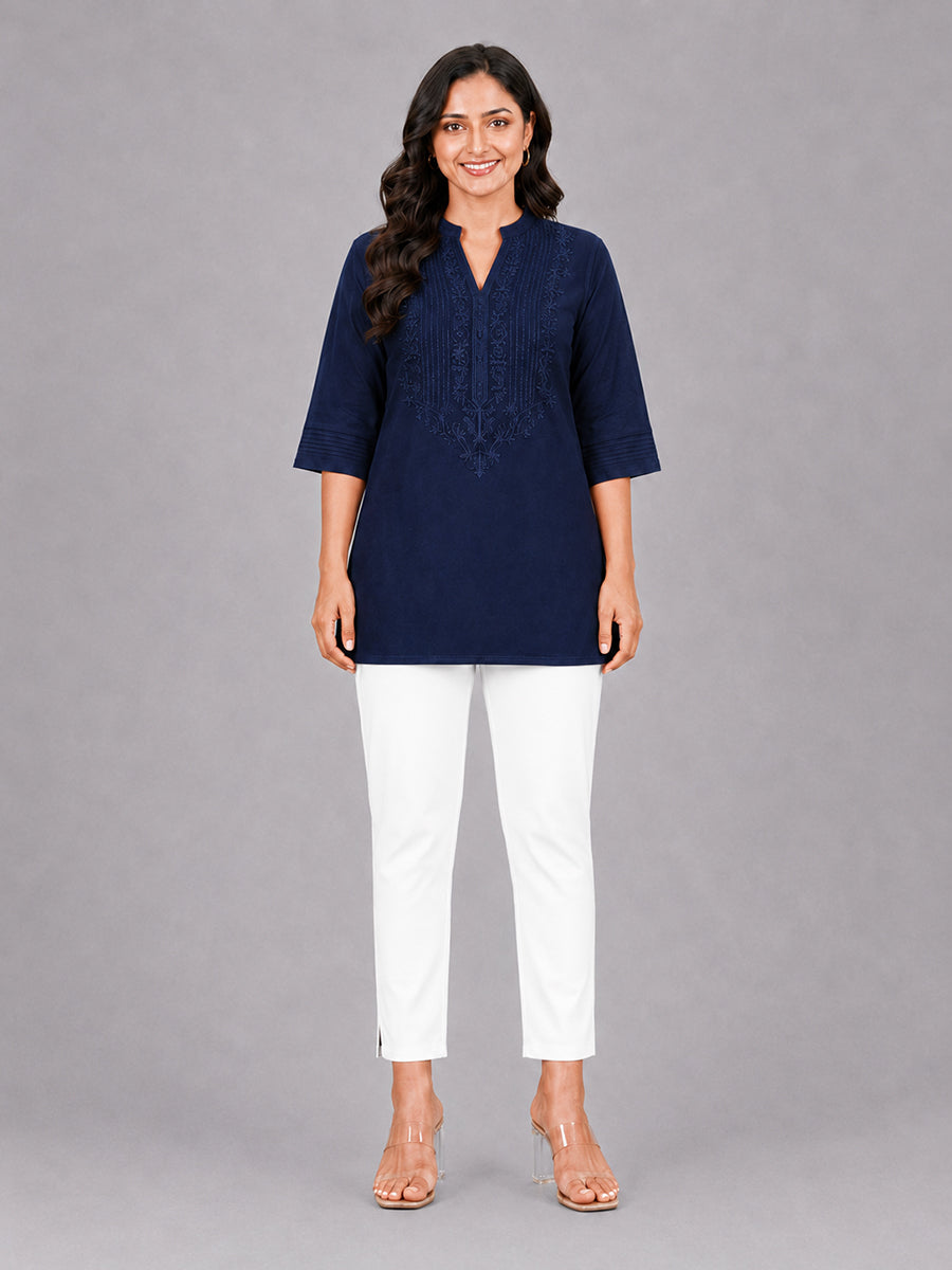 White Woven Kurti Pant