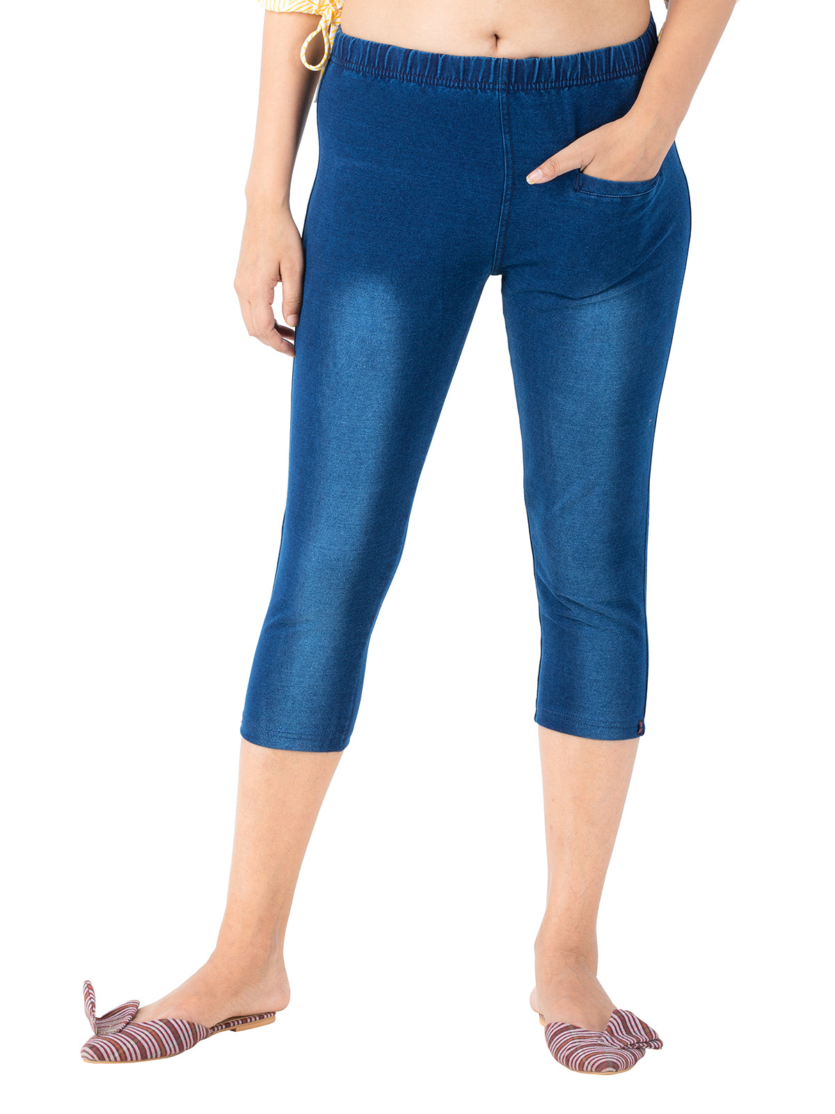 Mobile Pocket Denium Capri Jeggings