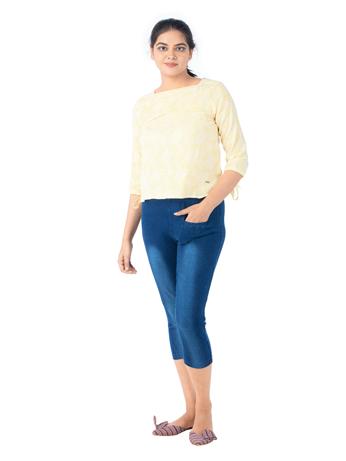 Mobile Pocket Denium Capri Jeggings