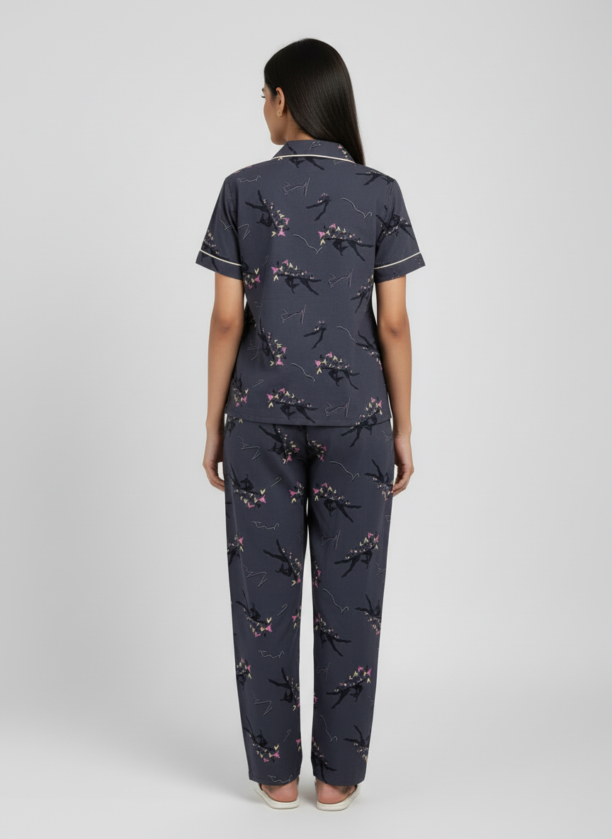 Printed Pyjama Collar Co-ord sets with button