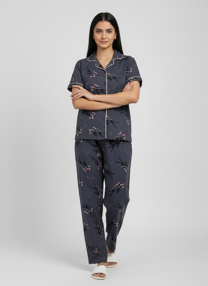 Printed Pyjama Collar Co-ord sets with button