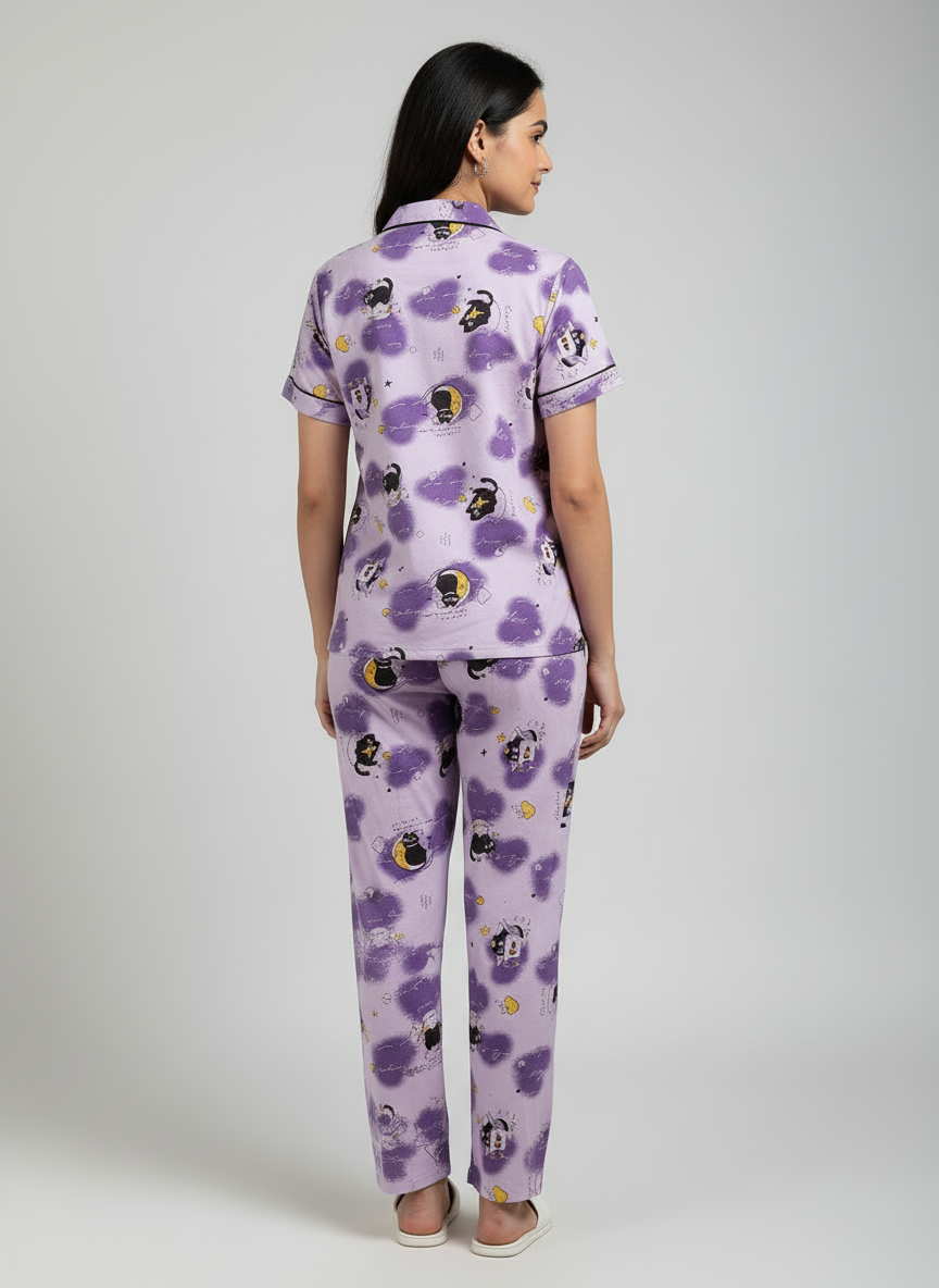 Printed Pyjama Collar Co-ord sets with button