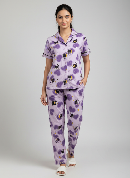 Printed Pyjama Collar Co-ord sets with button