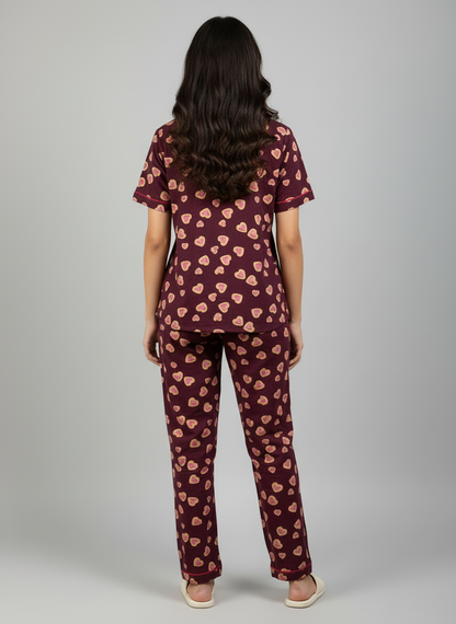 Printed Pyjama Collar Co-ord sets with button
