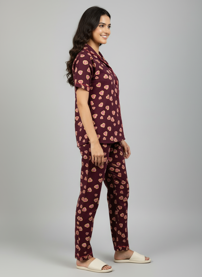 Printed Pyjama Collar Co-ord sets with button