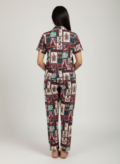Printed Pyjama Collar Co-ord sets with button