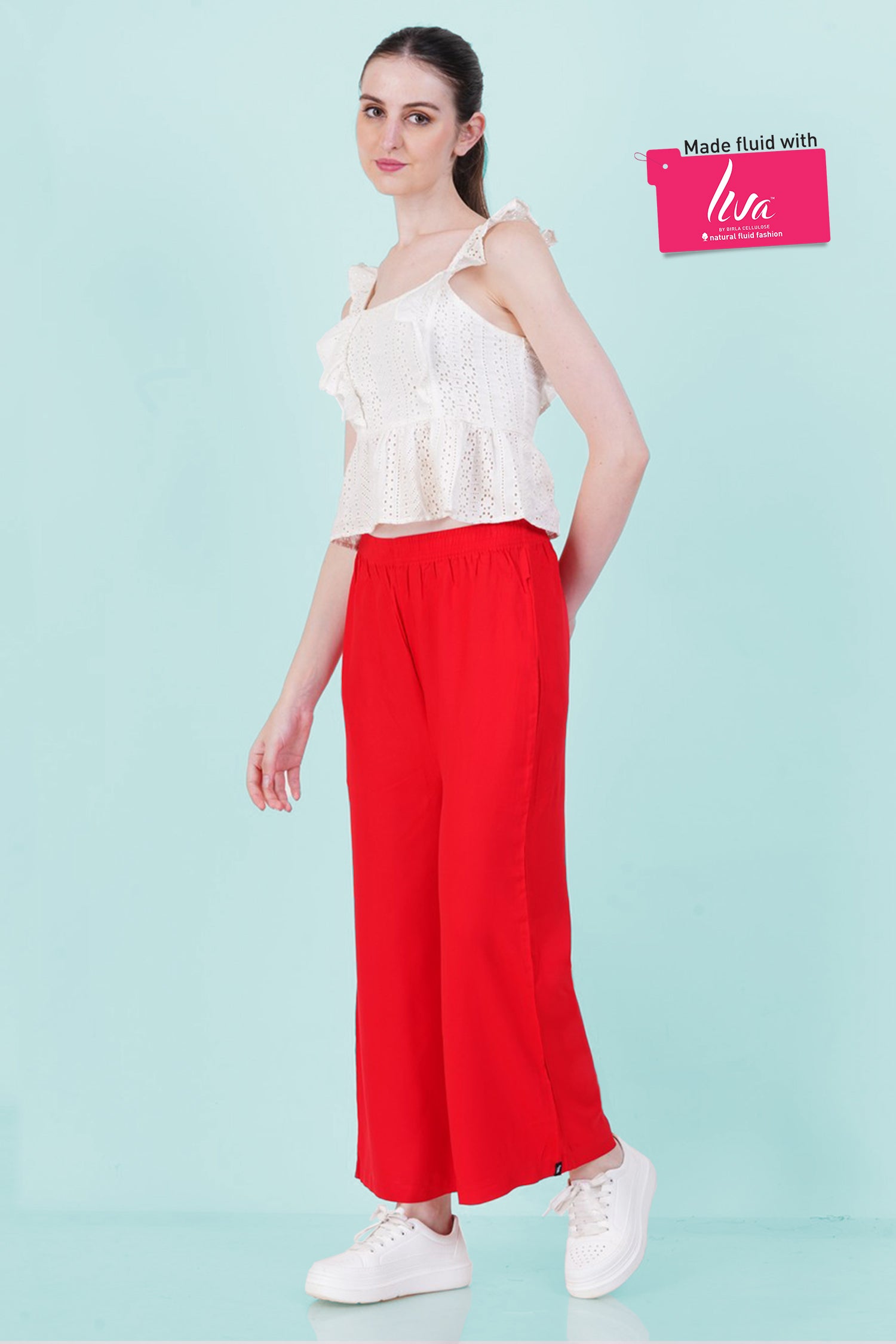 Platonic Red Rayon Palazzo