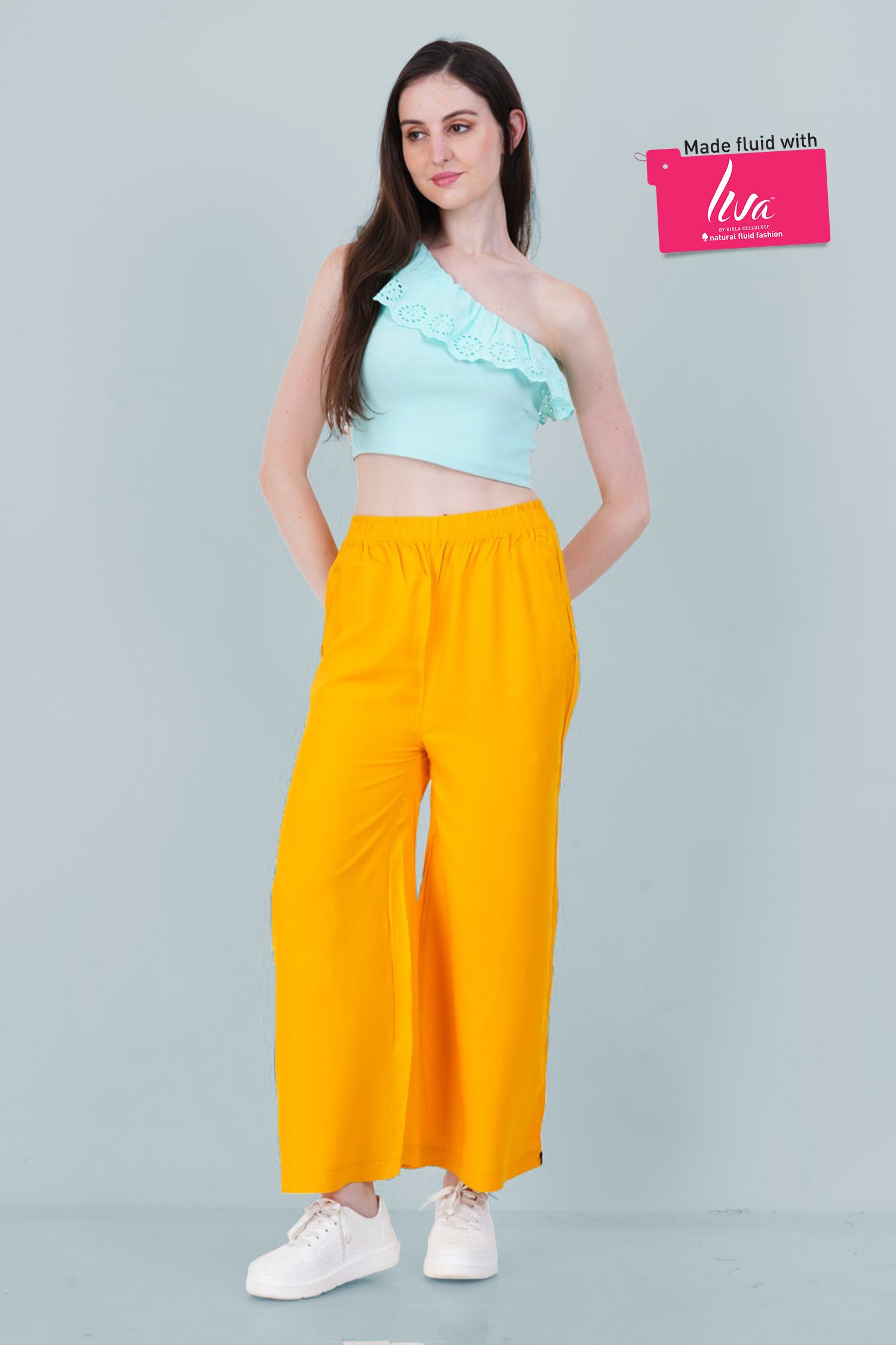 Crimson Yellow Rayon Palazzo