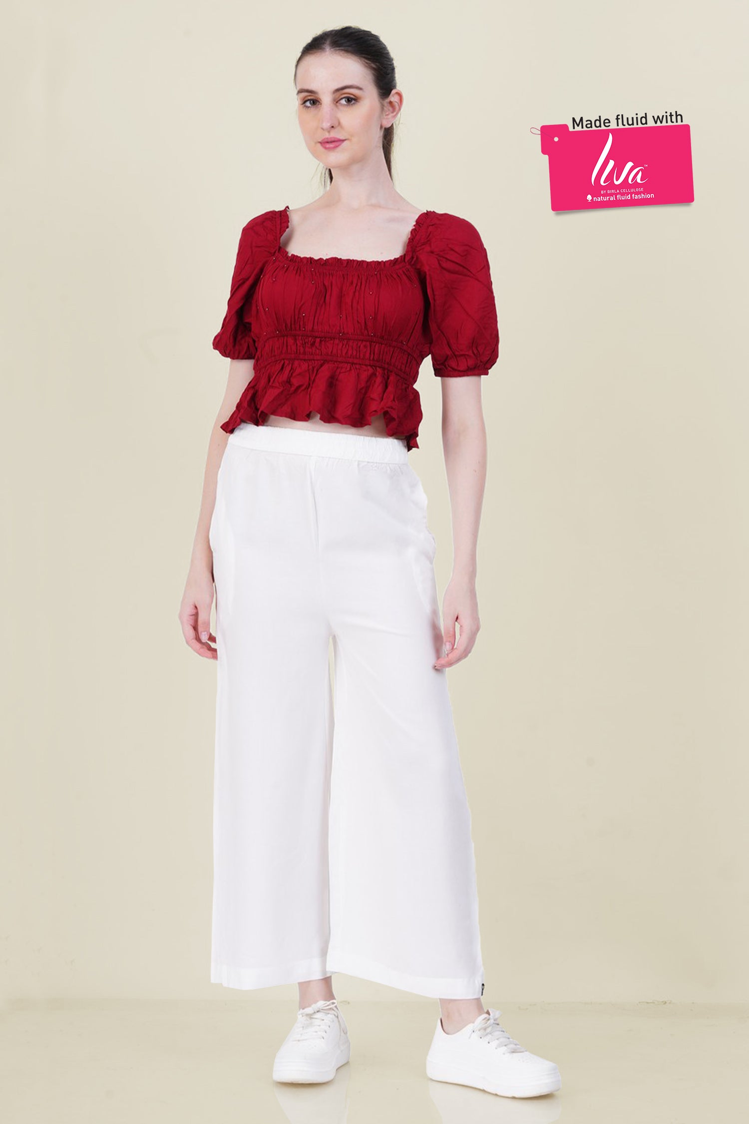 Angelic White Rayon Palazzo