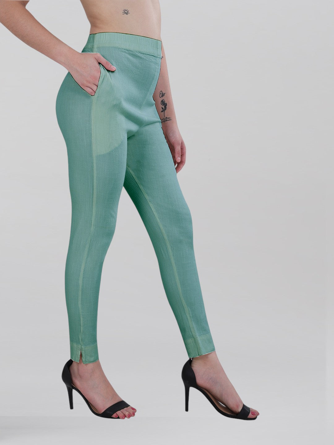 Malachite Green Woven Kurti Pant (Buy 1 & Get 1 Free)