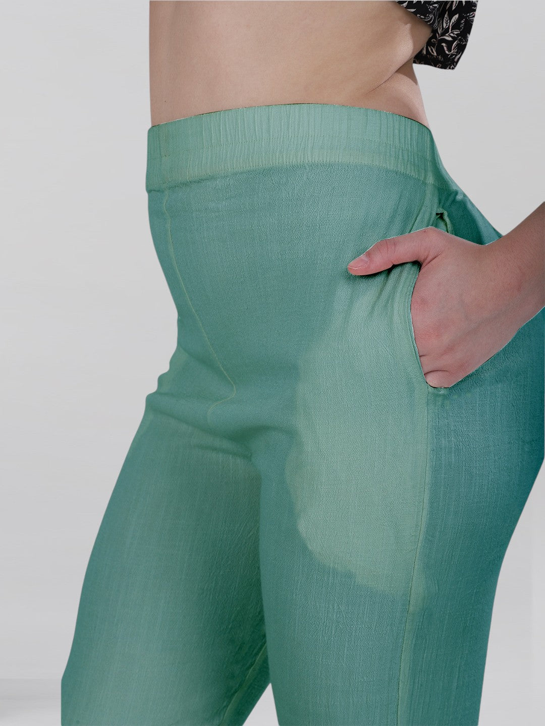 Malachite Green Woven Kurti Pant (Buy 1 & Get 1 Free)