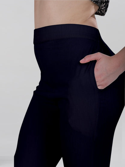Navy Woven Kurti Pant (Buy 1 & Get 1 Free)