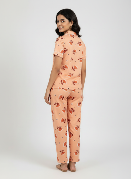 Printed Pyjama Collar Co-ord sets with button