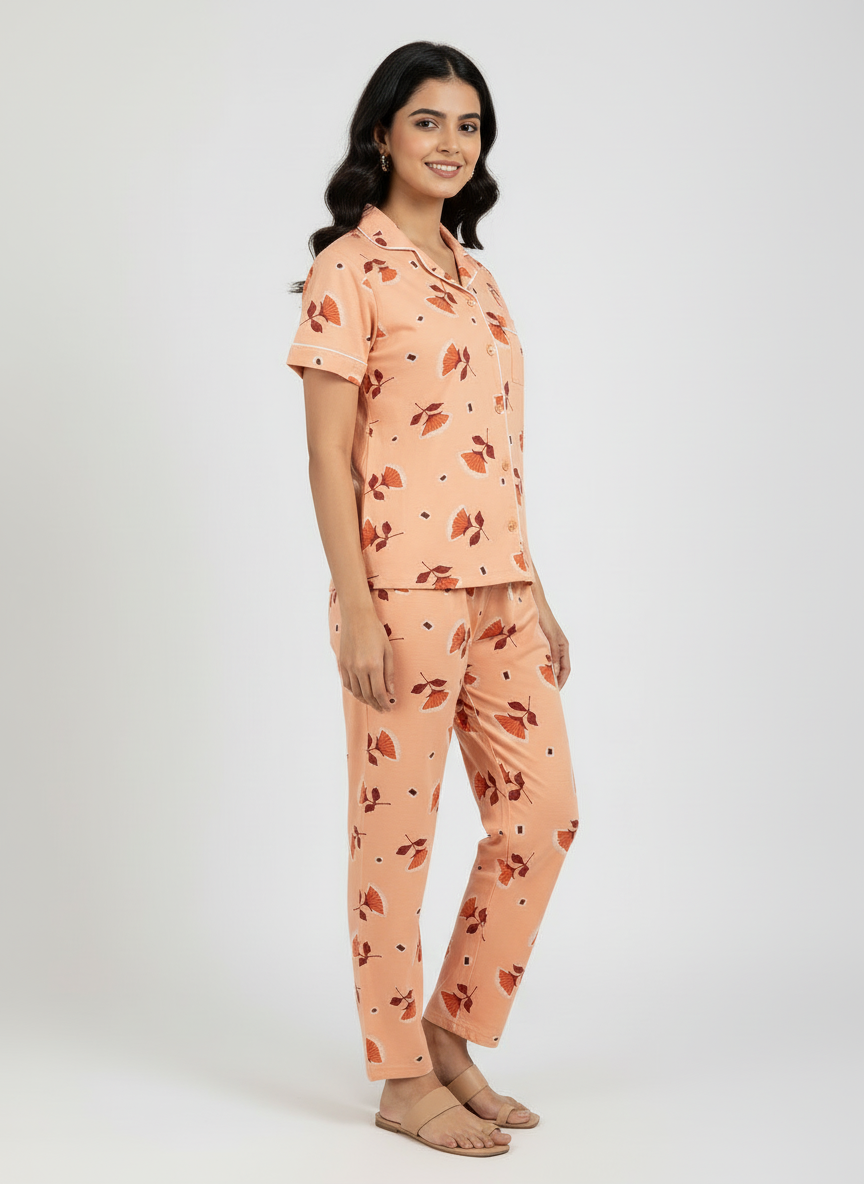 Printed Pyjama Collar Co-ord sets with button