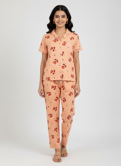 Printed Pyjama Collar Co-ord sets with button