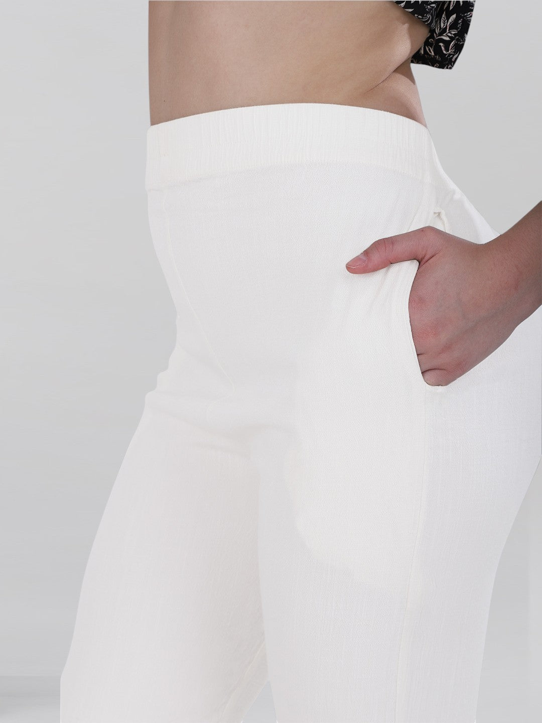 White Woven Kurti Pant (Buy 1 & Get 1 Free)