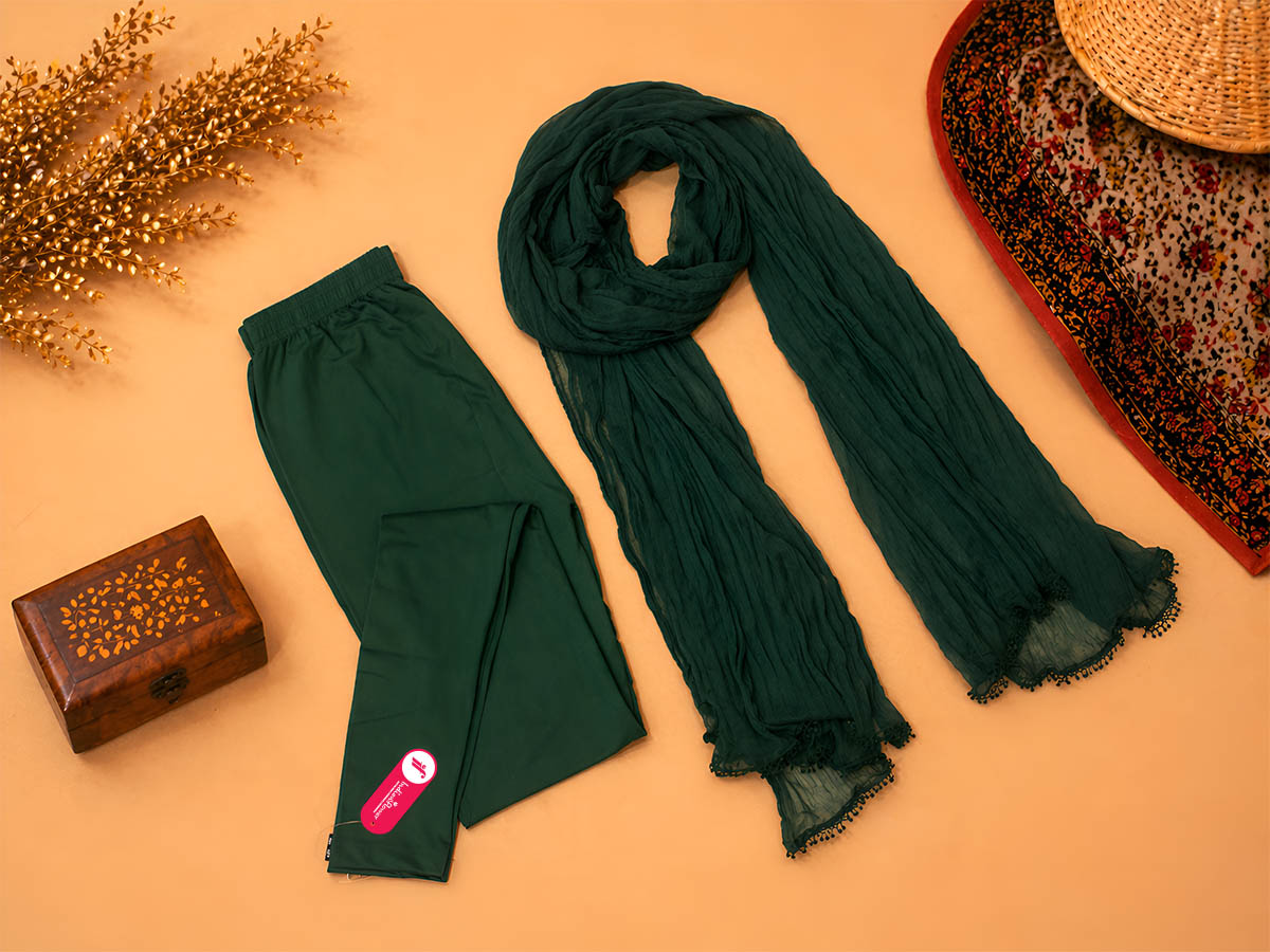 B Green Ankle Leggings with Shawl Combo