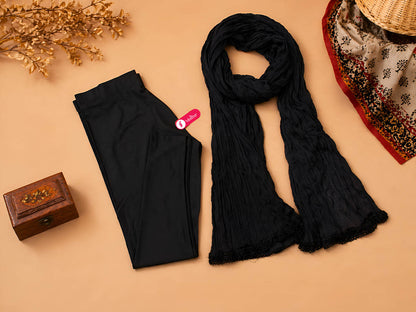 Black Shimmer Ankle Leggings With Shawl