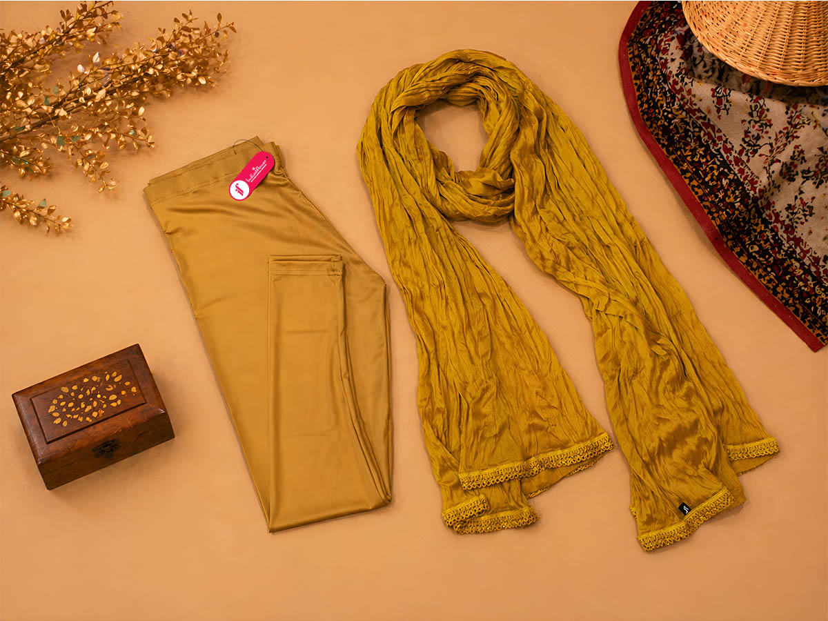 Gold Shimmer Ankle Leggings with Shawl