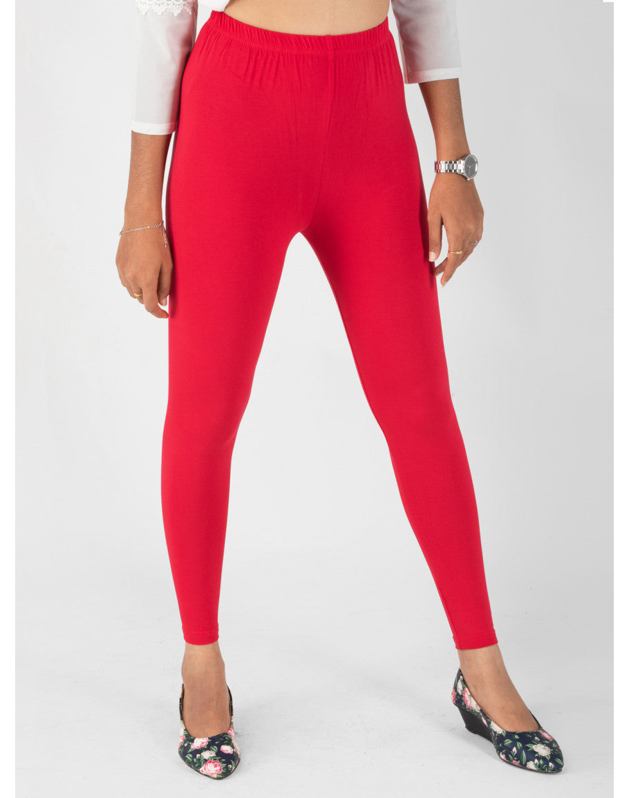 Indian Women Red High Quality Leggings Solid Churidar Free Size New Yoga  Pants 