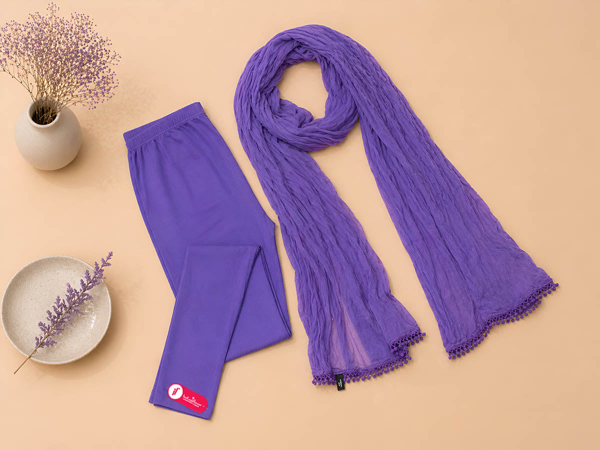 Lavender Ankle Leggings with Shawl Combo