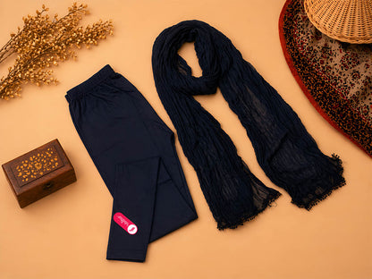 Navy Ankle Leggings with Shawl Combo